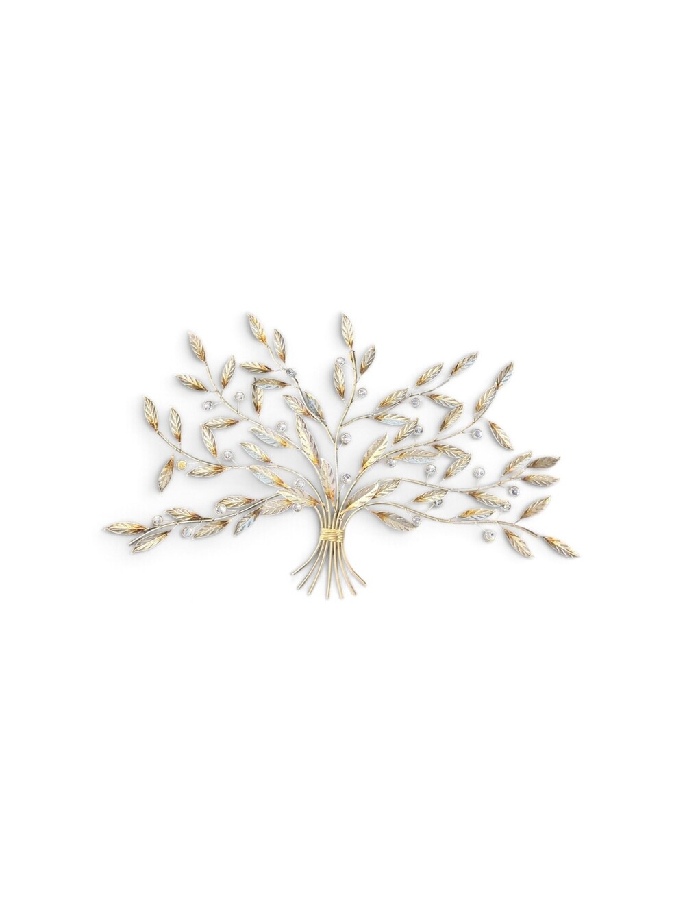 Metal Wall Decor Gold Silver Leaf Branch Decorative Wall Art